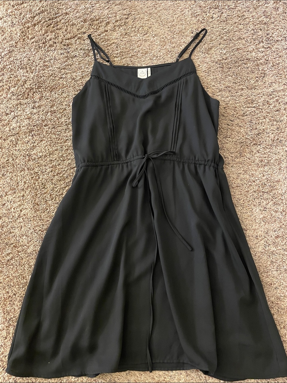 PAPER CRANE Black Spaghetti Strap Flared Dress (L)